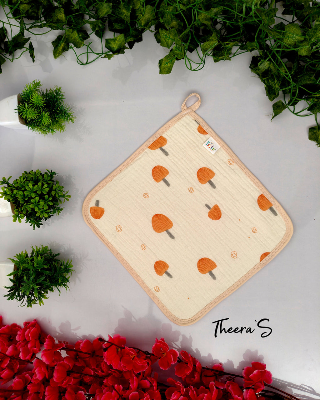 FIRSTIN CRINKLED MUSLIN FACE TOWEL (30CM* 30CM)