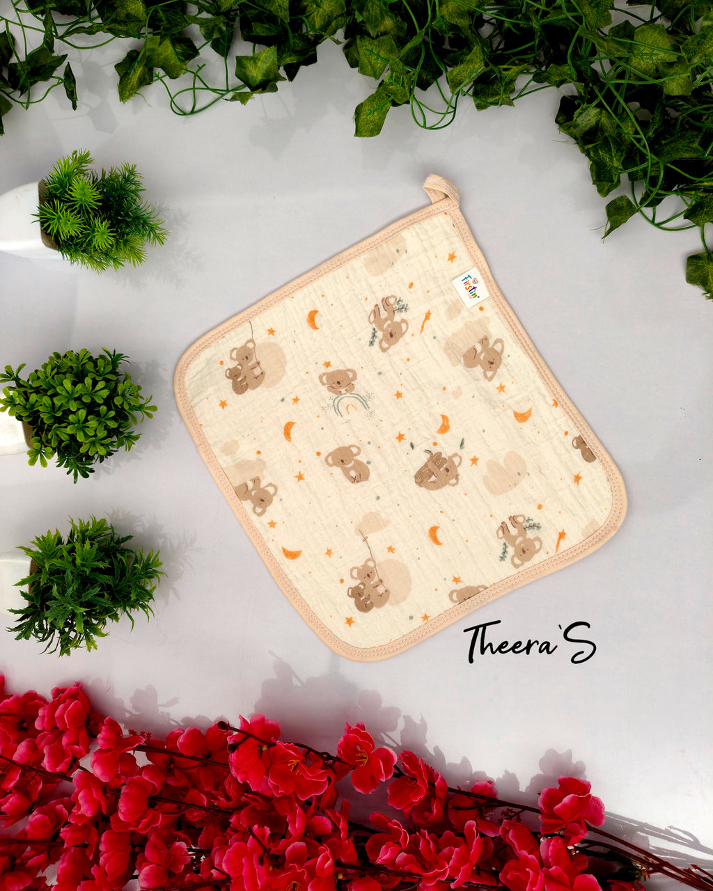 FIRSTIN CRINKLED MUSLIN FACE TOWEL (30CM* 30CM)