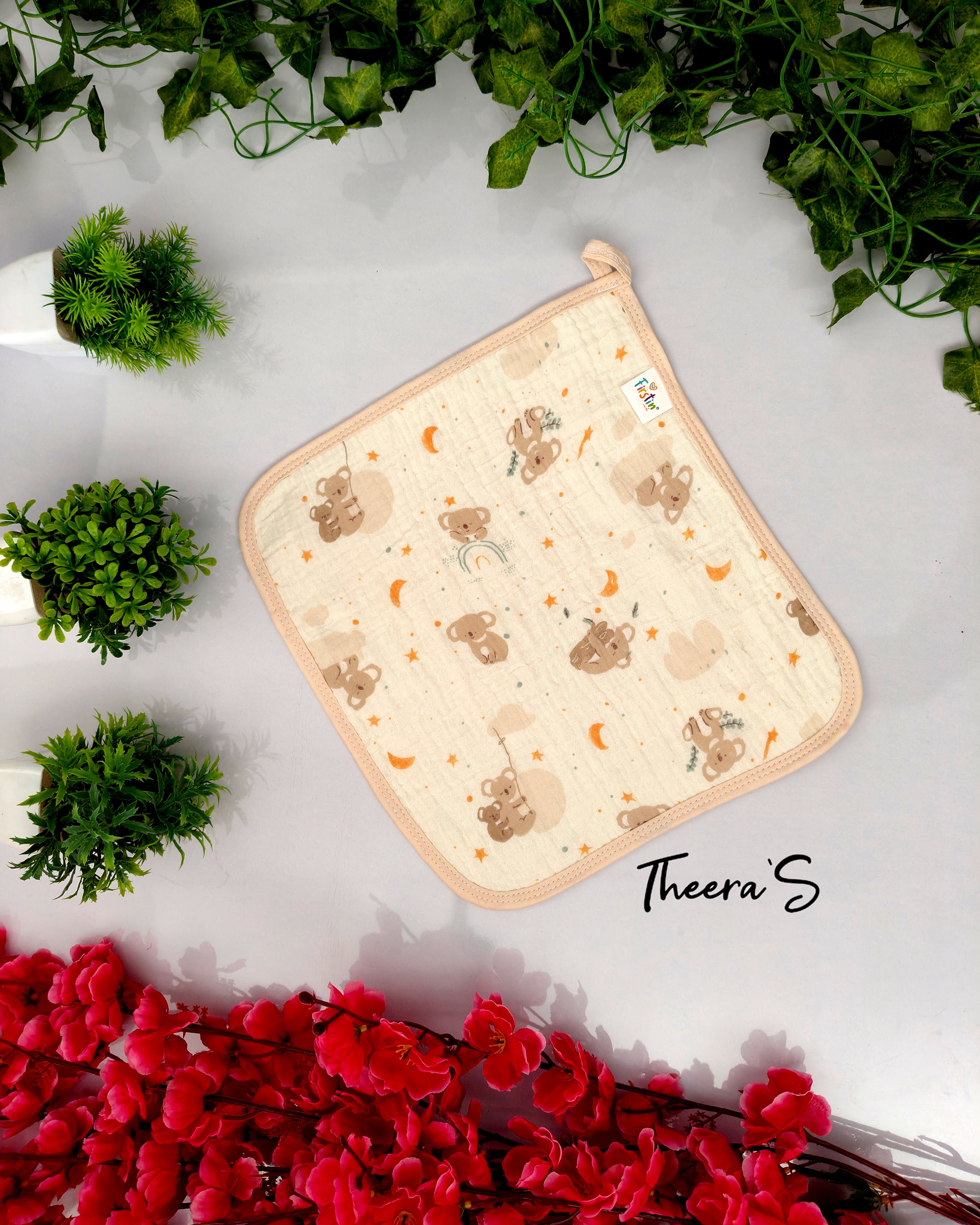 FIRSTIN CRINKLED MUSLIN FACE TOWEL (30CM* 30CM)