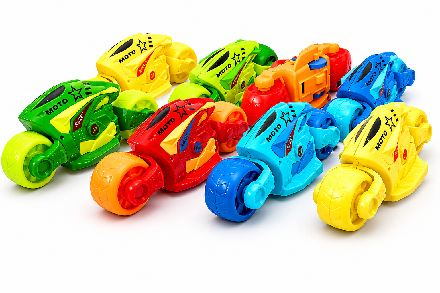 Crazy Moto Inertia Power Bike Toy Set for Kids – Colorful Friction Racing Bikes Set of 1