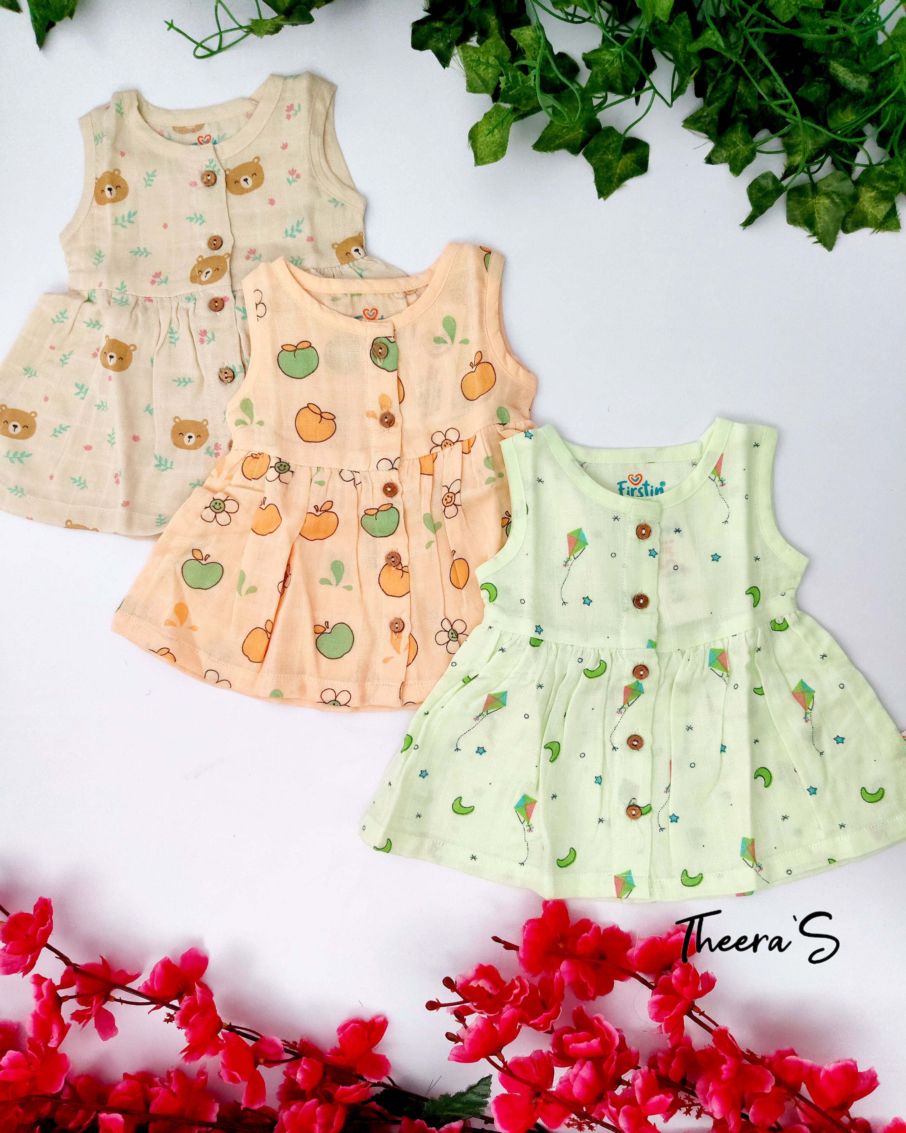 FIRSTIN FRONT BUTTON FROCK (0-3 Years)