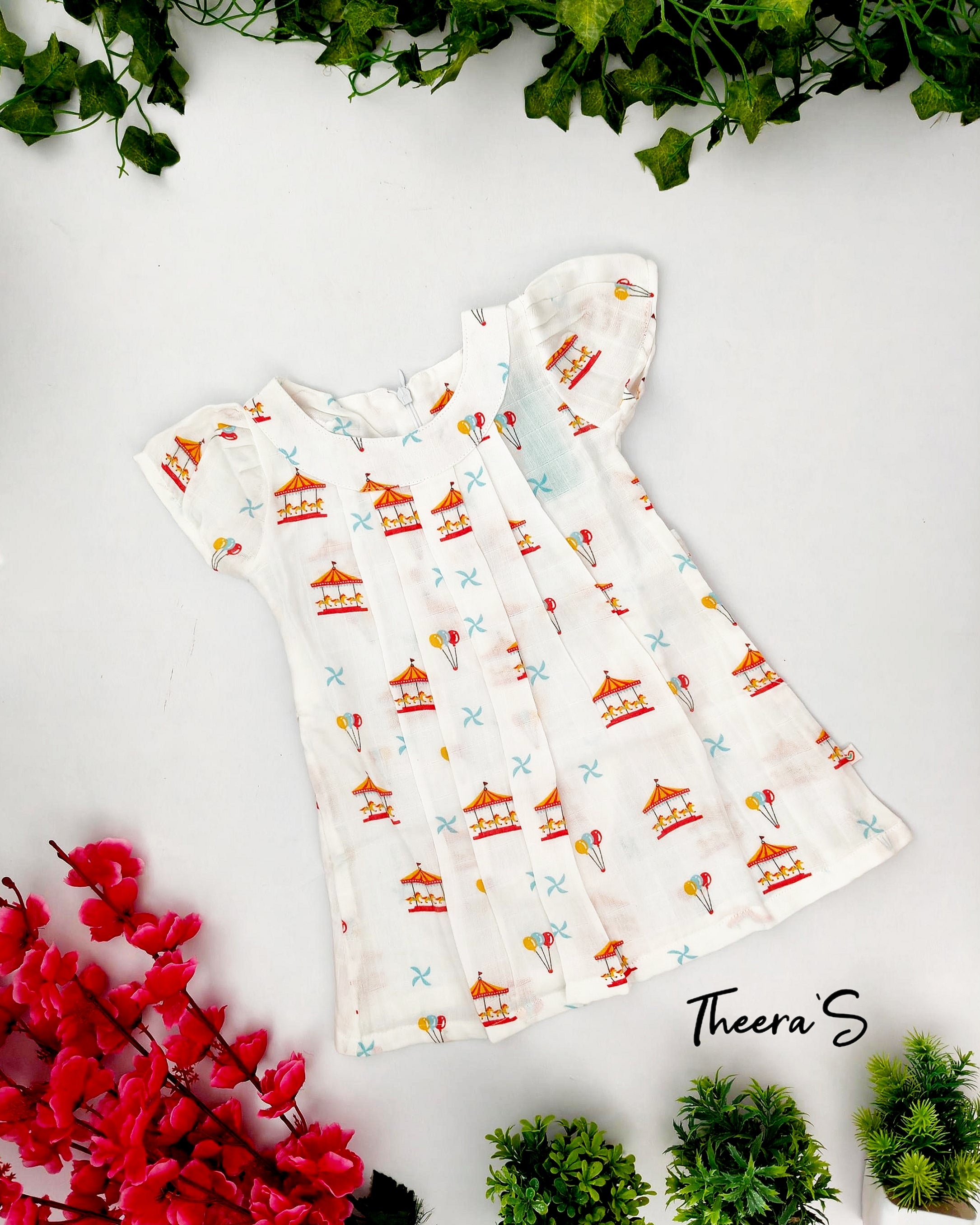 FIRSTIN MUSLIN ZIP TYPE FROCK