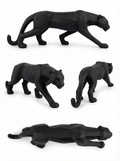Panther Matte Black Poly-Resin Figurine - Modern Animal Decor for Home & Office