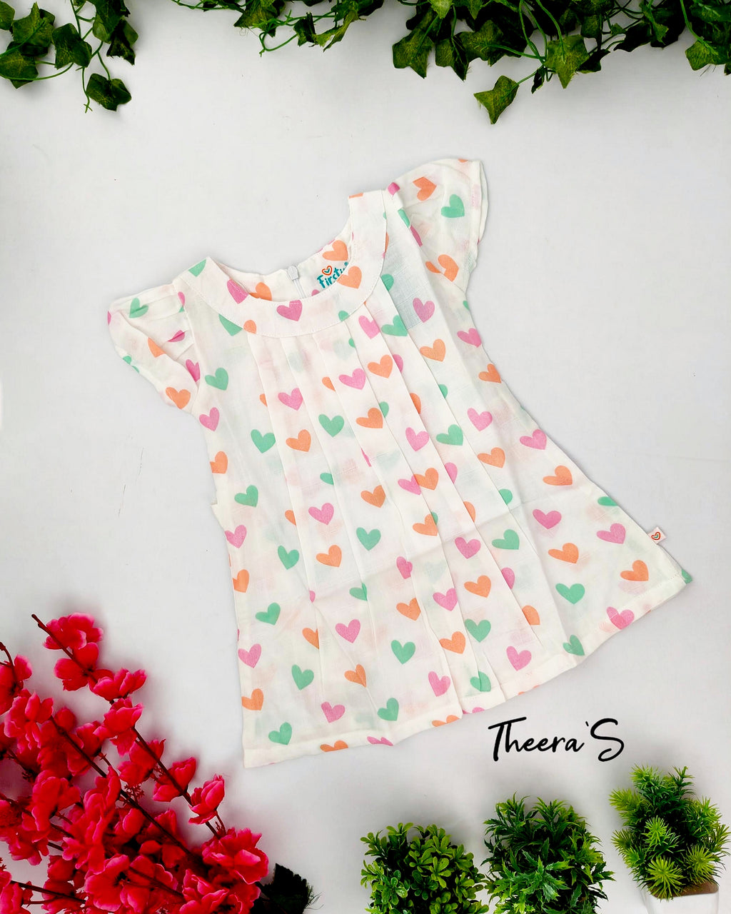 FIRSTIN MUSLIN ZIP TYPE FROCK