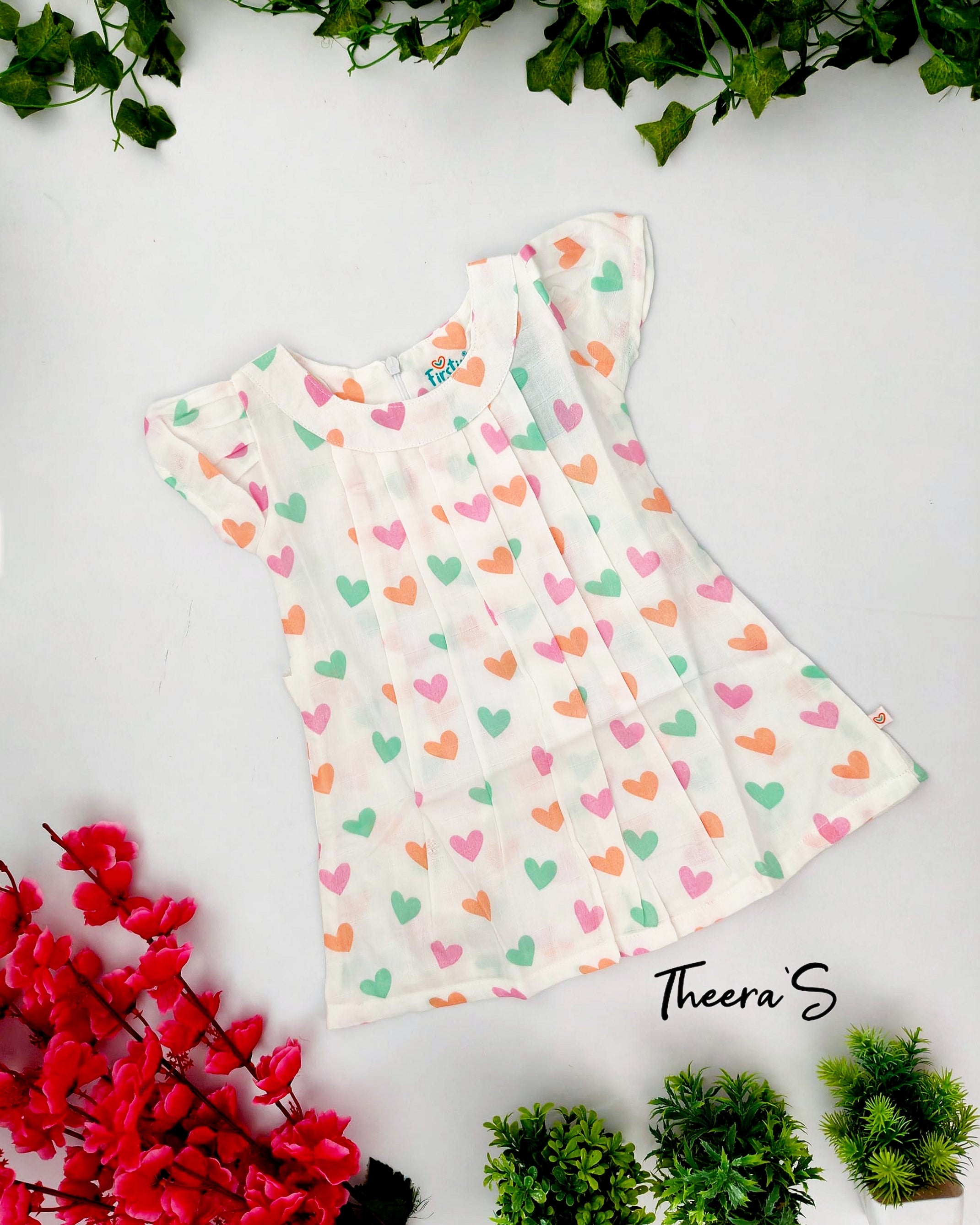 FIRSTIN MUSLIN ZIP TYPE FROCK