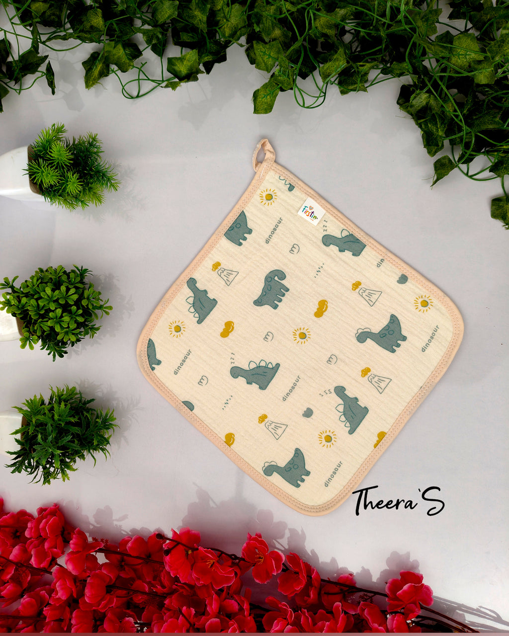FIRSTIN CRINKLED MUSLIN FACE TOWEL (30CM* 30CM)